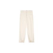 Hoge taille katoenen rechte broek Isabel Marant , Beige , Dames