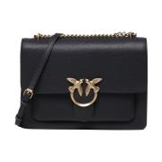 Gewatteerde leren tas met kettingriem Pinko , Black , Dames