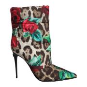 Leopard Rose Mid Calf Laarzen Dolce & Gabbana , Multicolor , Dames