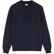 Licht Fleece Label Sweatshirt Navy C.p. Company , Blue , Heren