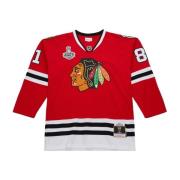 Chris Chelios Blackhawks Shirt 1991/92 Mitchell & Ness , Red , Heren