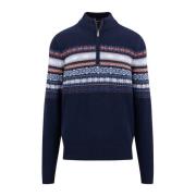 Jacquard Zip Troyer Sweater Fynch-Hatton , Blue , Heren