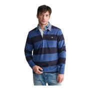 Gestreepte Heavy Rugger met Twill kraag Gant , Blue , Heren