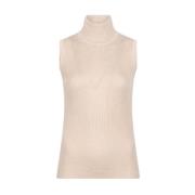 Lurex Mouwloze Top Licht Zand Esqualo , Beige , Dames