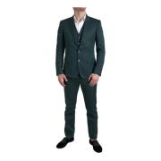 Groen Gestreept Slim Fit Pak Dolce & Gabbana , Green , Heren