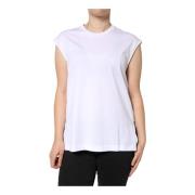 Witte Katoenen Logo Mouwloos T-shirt Dolce & Gabbana , White , Dames