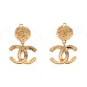 Pre-owned Metal earrings Chanel Vintage , Yellow , Dames