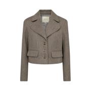 Visgraatpatroon Blazer Jas Freequent , Gray , Dames