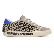 Distressed leren sneakers met pony-effect Crime London , Brown , Dames