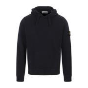 Blauwe hoodie met badge Stone Island , Blue , Heren