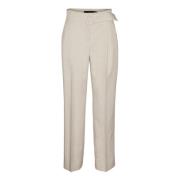 Beige Broek met Clip Sluiting en Zakken Vero Moda , Beige , Dames