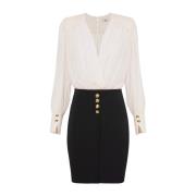 Tweekleurige jurk met blouse Elisabetta Franchi , White , Dames