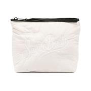 Witte Geborduurde Logo Clutch Tas MC2 Saint Barth , Beige , Dames