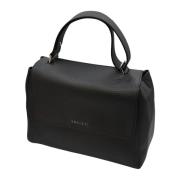 Zwarte leren handtas voor vrouwen Orciani , Black , Dames