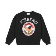 Kids -Black crewneck sweatshirt with Daffy Champions print Iceberg , B...