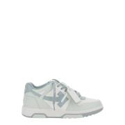 Blauwe Leren Sneakers Out of Office Off White , Blue , Heren