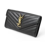 Pre-owned Leather wallets Yves Saint Laurent Vintage , Black , Dames