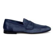 Klassieke Handgemaakte Suède Mocassin Fabi , Blue , Heren