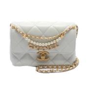 Pre-owned Leather chanel-bags Chanel Vintage , White , Dames