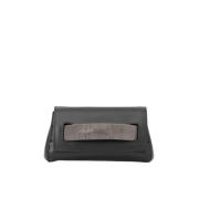 Nappa Chain Clutch in leer Orciani , Black , Dames