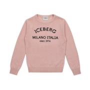 Kids -Powder pink crew neck sweater Iceberg , Pink , Heren