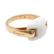 Pre-owned Metal rings Salvatore Ferragamo Pre-owned , White , Dames