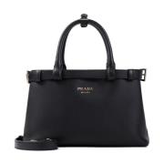 Zwarte Handtas met Gouden Gespen Prada , Black , Dames