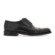 Zwarte platte Derby schoenen Salvatore Ferragamo , Black , Heren