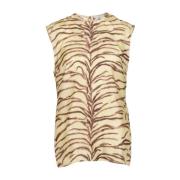 Tijgerprint Mouwloze Top Stella McCartney , Beige , Dames