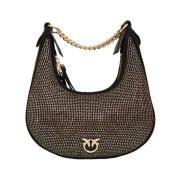 Strass Mini Hobo Tas Pinko , Black , Dames