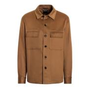 Kasjmier Overshirt met Zakken Ermenegildo Zegna , Brown , Heren