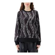 Fluwelen kettingprint halssweater Versace Jeans Couture , Black , Dame...