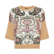 Bloemen Crew-neck Sweater Korte Mouwen Etro , Multicolor , Dames