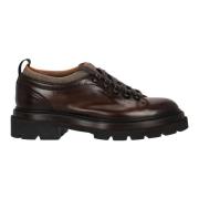 Bruin Leren Alpine Platte Schoenen Santoni , Brown , Heren