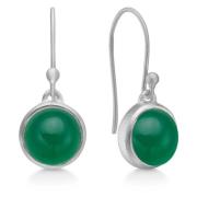 Groene Onyx Zilveren Oorbellen Frk. Lisberg , Green , Dames