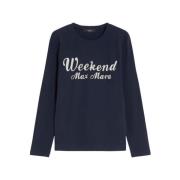 Lange mouw logo print T-shirt Max Mara Weekend , Black , Heren