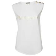 Pre-owned Cotton tops Balmain Pre-owned , White , Dames