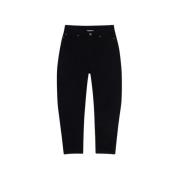 Zwarte Banaan Been Jeans Halfboy , Black , Dames