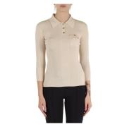 Gebreide zijdeblend poloshirt Elisabetta Franchi , Beige , Dames