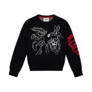 Kids -Black crew-neck sweater with Looney Tunes designs Iceberg , Blac...