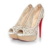 Pre-owned Leather heels Christian Louboutin Pre-owned , Beige , Dames