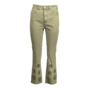 Kleurrijke Geborduurde Dames Katoenen Jeans Desigual , Green , Dames