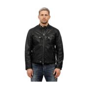 Leren bikerjack The Jack Leathers , Black , Heren