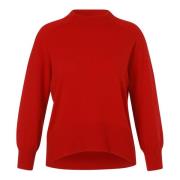 Raglan Staande Kraag Pullover Frapp , Red , Dames