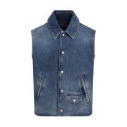 Denim Sleeveless Vest Givenchy , Blue , Heren