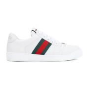 Geëtst Logo Leren Sneakers Naakt Gucci , White , Dames