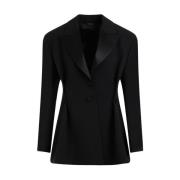 Zwarte Wollen Jas Peak Revers Givenchy , Black , Dames