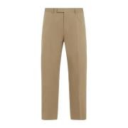 Blauwe Katoenen Broek Rechte Pijp Gucci , Beige , Heren