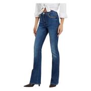 Blauwe Katoenmix Jeans met Zakken Guess , Blue , Dames