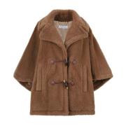 Kameelbruine Teddy Fabric Cape Max Mara , Brown , Dames